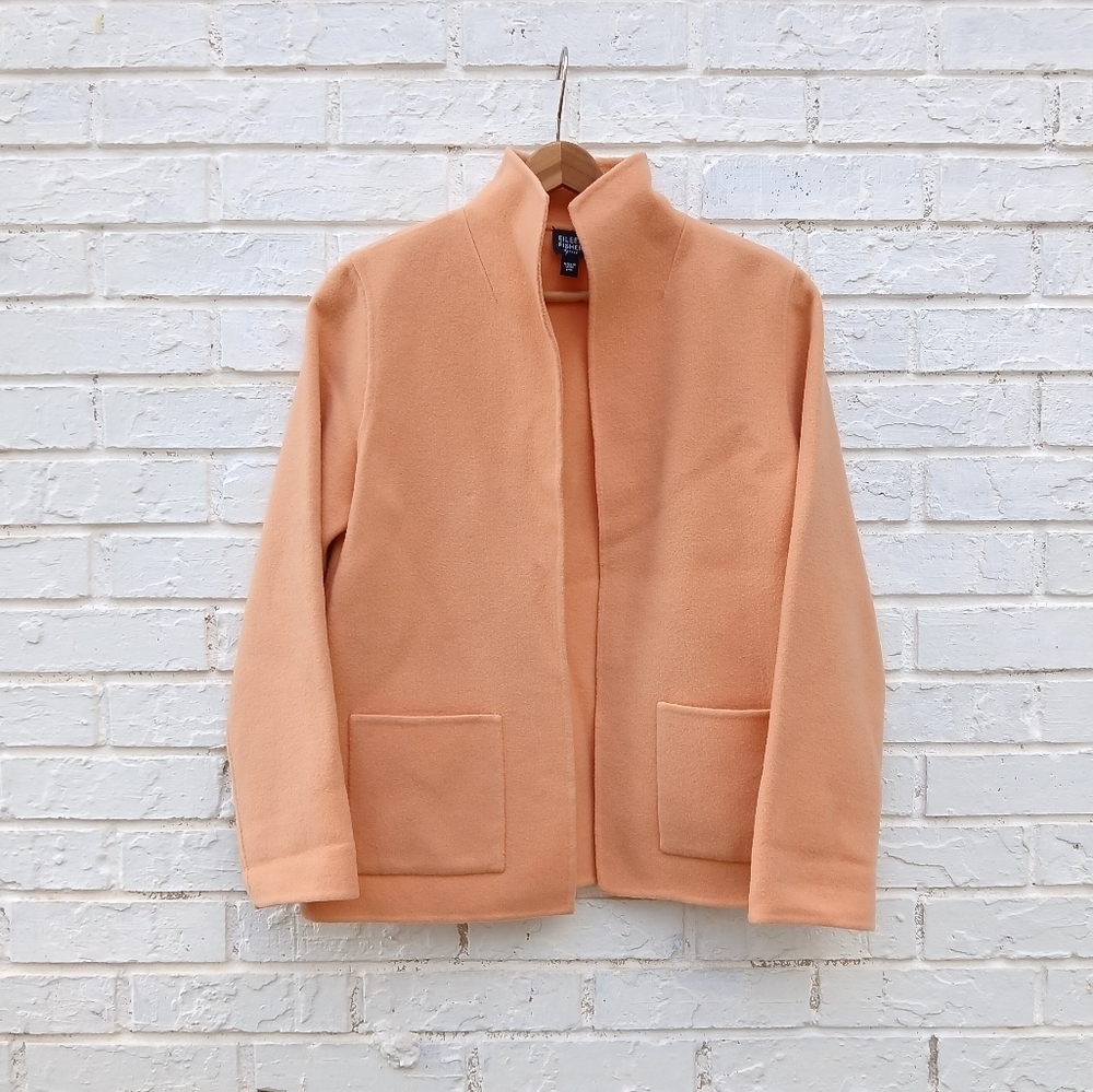 Eileen Fisher Wool Cashmere Sweater Orange Peach PS
